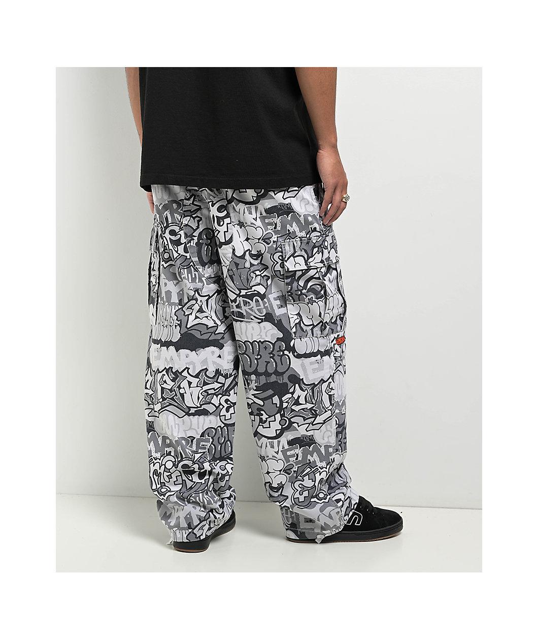 Empyre B&W Graffiti Grey Camo Ultra Loose Cargo Pants Product Image