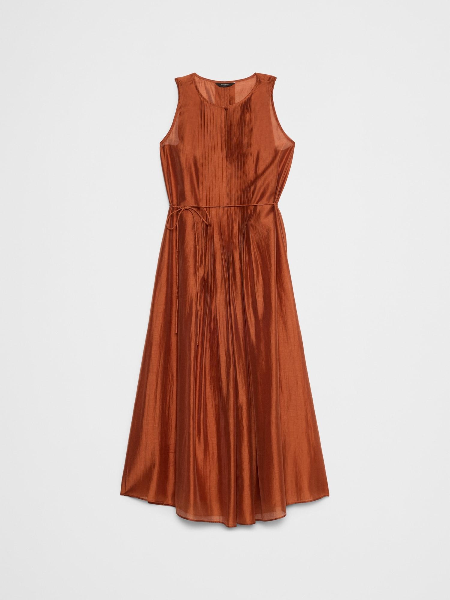 Pintuck Organza Midi Dress Product Image