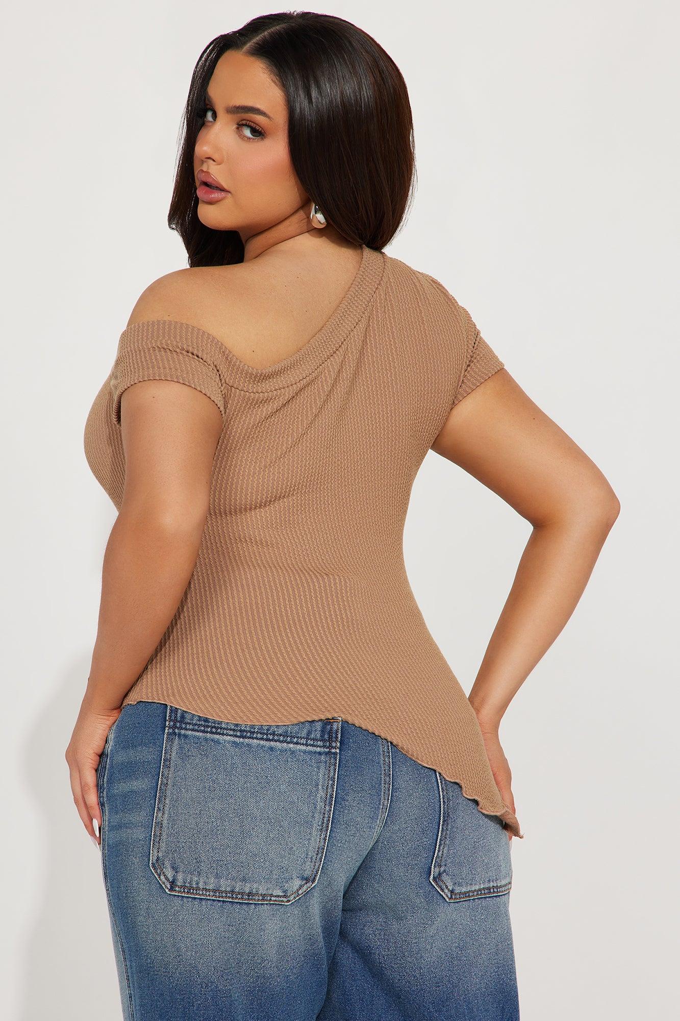 Isabella One Shoulder Top - Taupe Product Image