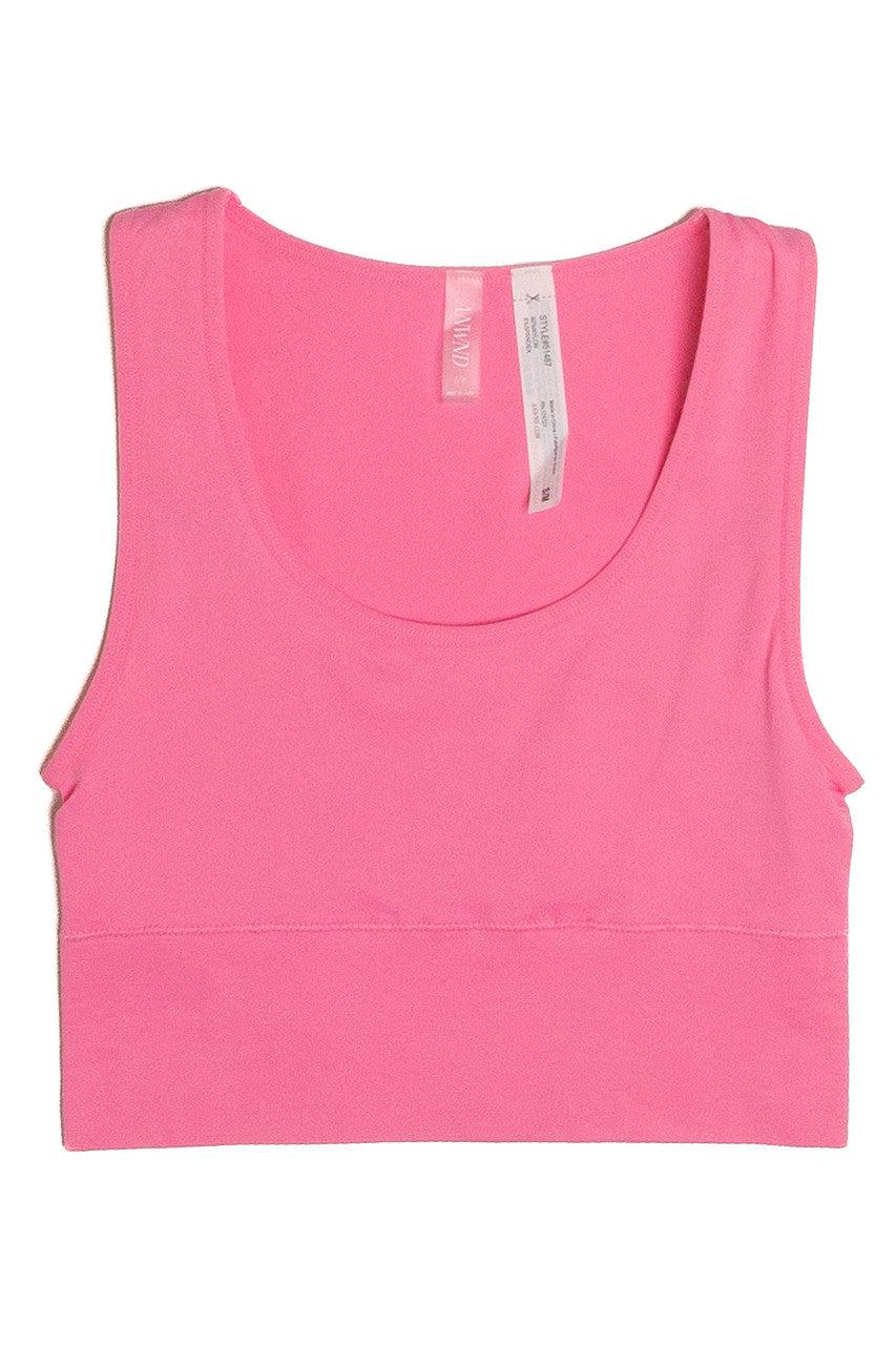 White Scoop Neck Seamless Crop Tank Product Image