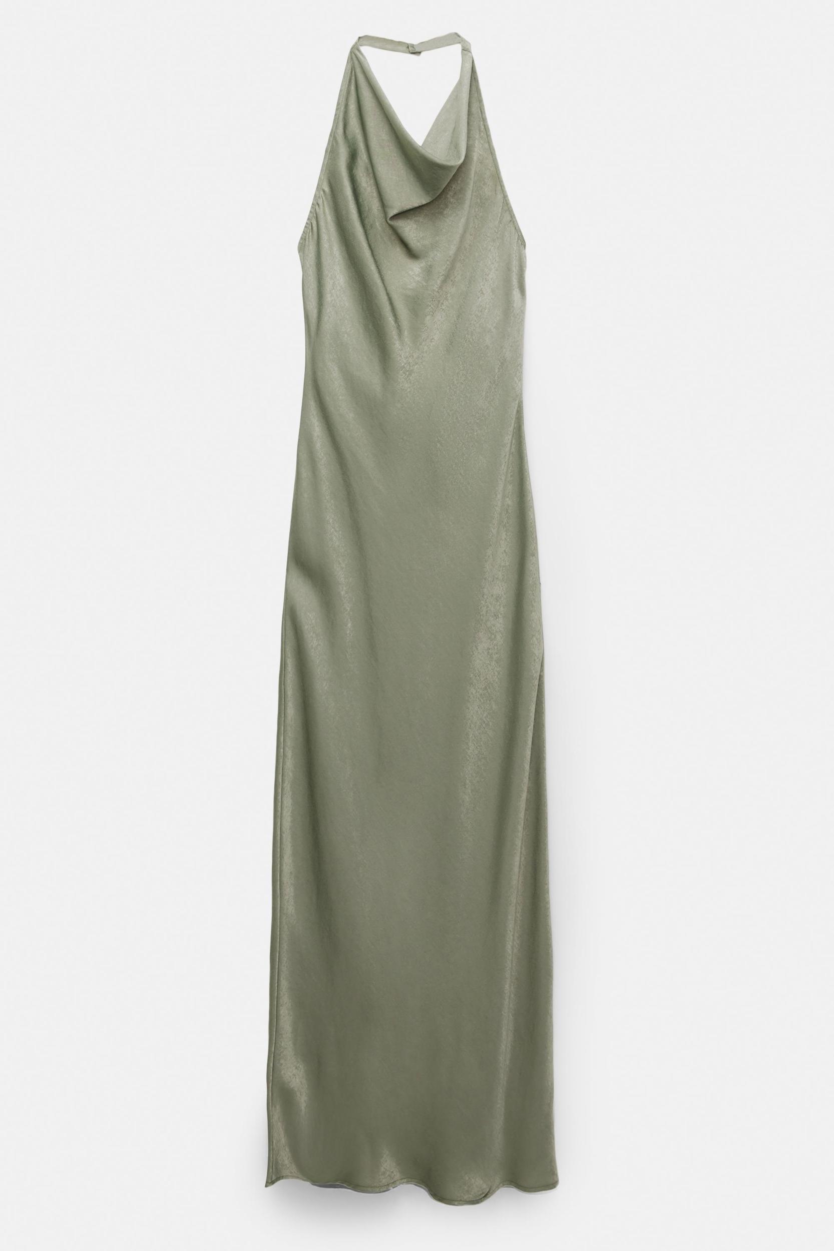 Satin halter midi dress Product Image
