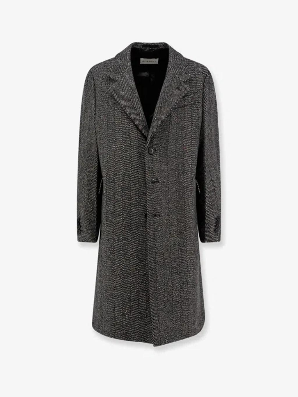GIVENCHY Men Wool Blend Coat With Herringbone Motif In Multi Product Image