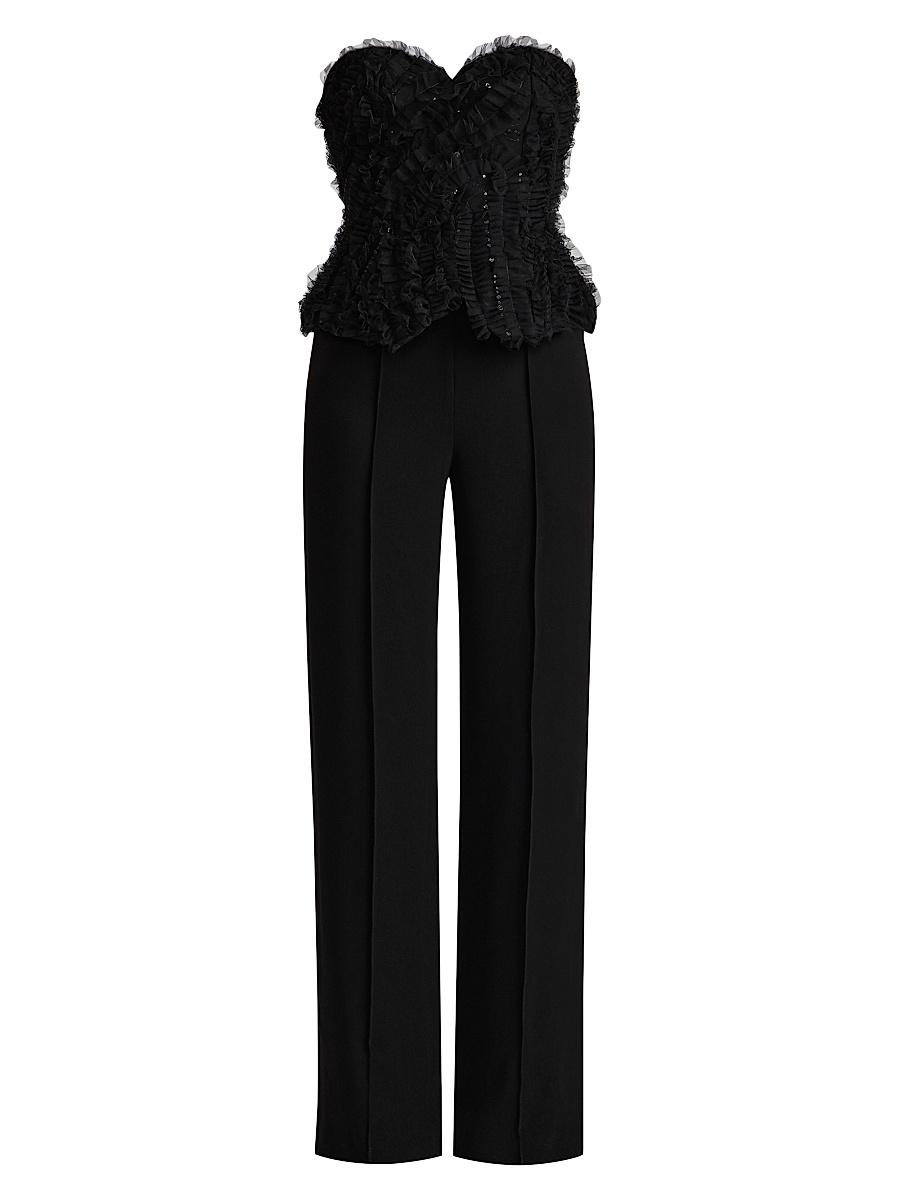 Womens Applique-on-Lace Bustier Jumpsuit Product Image