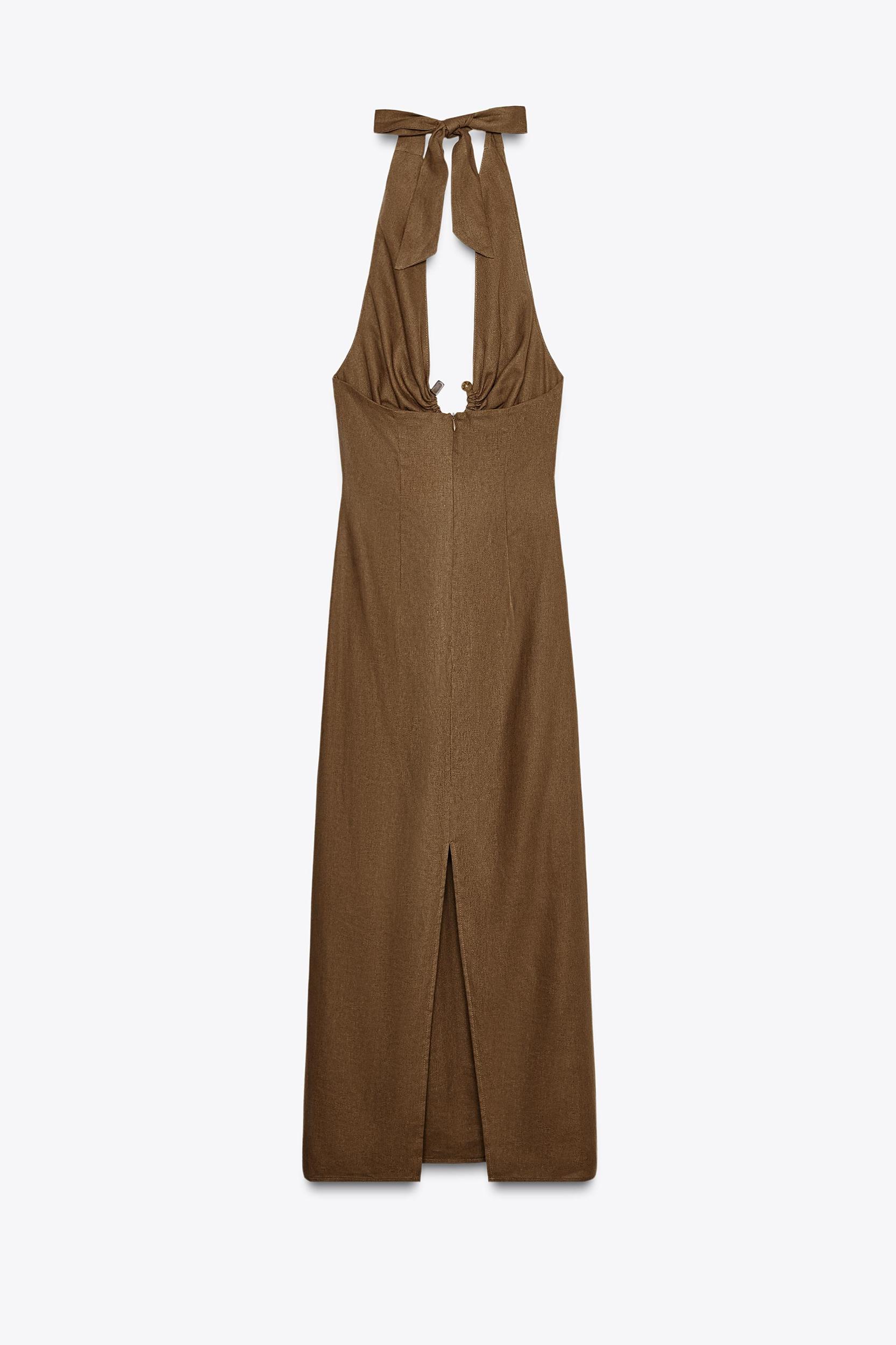 LINEN BUCKLE MIDI DRESS Product Image