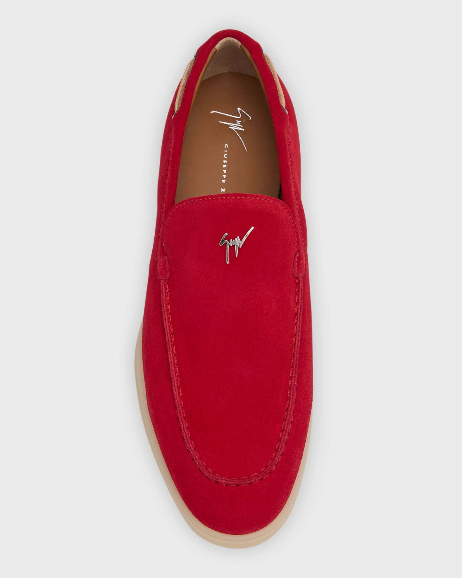 Men's Suede Metal Logo Moccasin Loafers Product Image