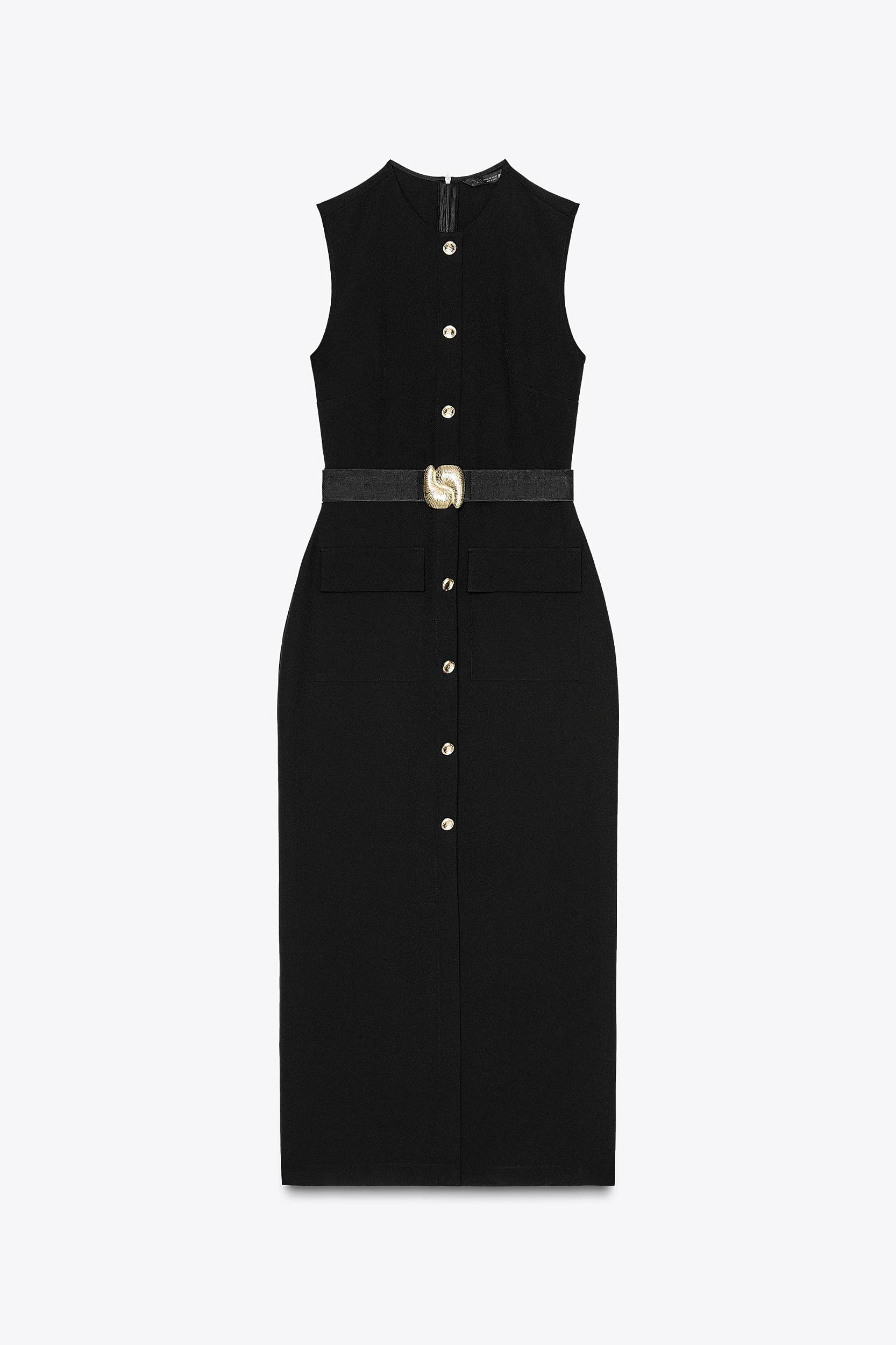BELTED CREPE MIDI DRESS Product Image