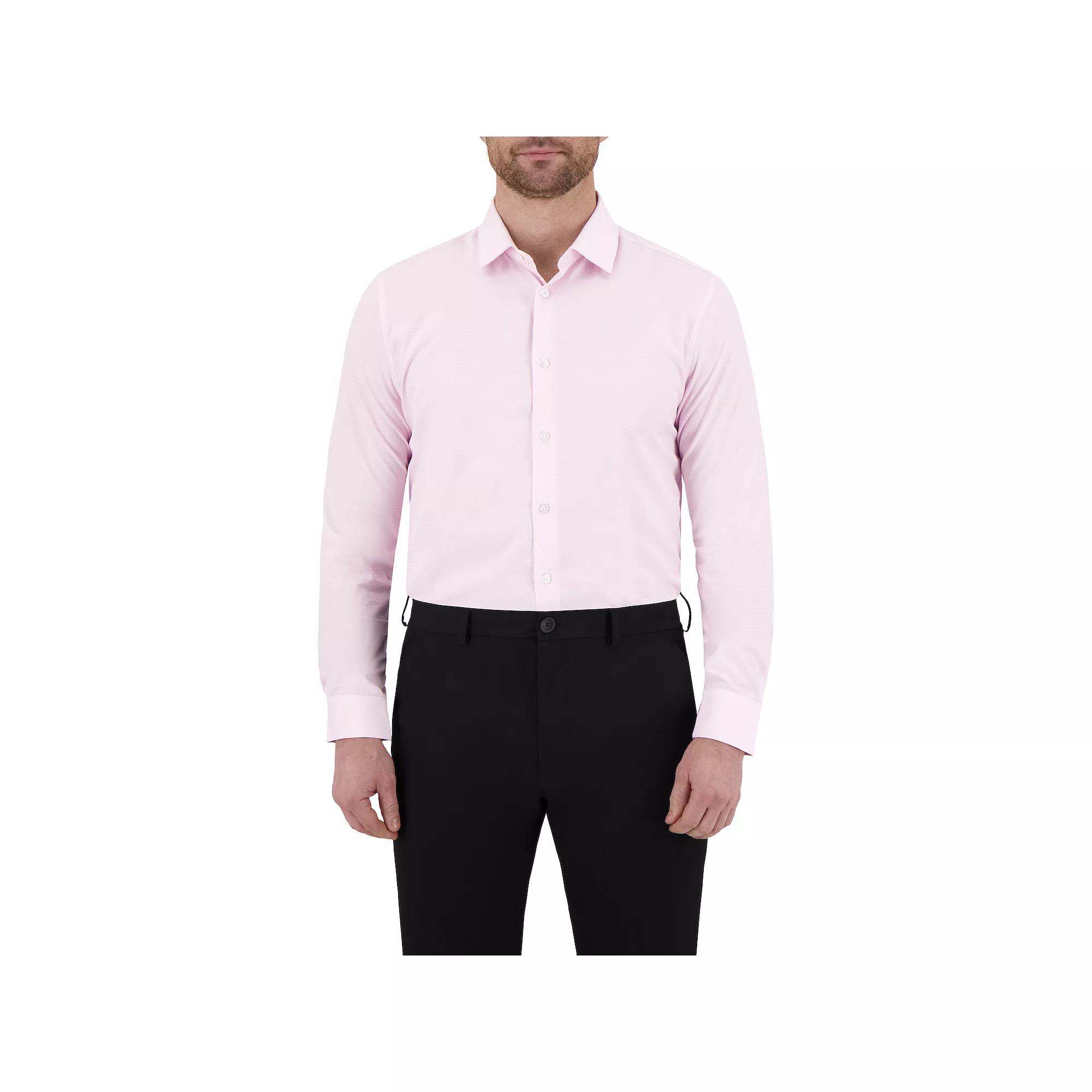 Men's Report Collection Slim-Fit Performance Dress Shirt, Size: 16.5-32/33, Pink Green Print Product Image
