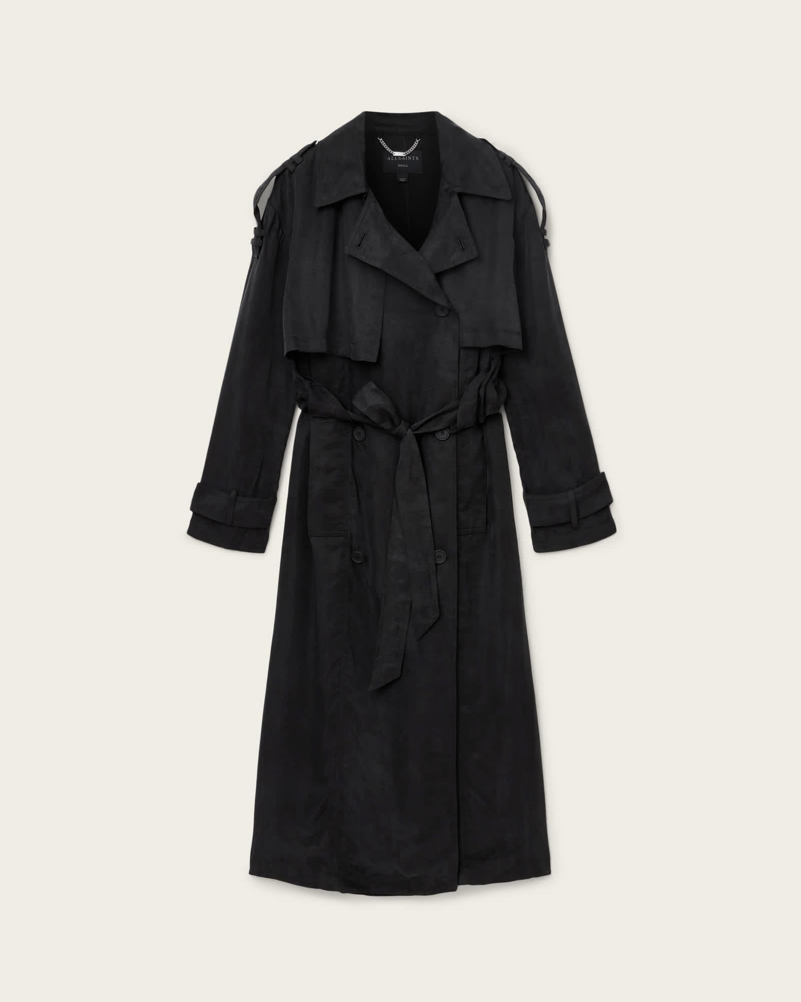 Linnie Lightweight Trench Coat Black | ALLSAINTS US Product Image