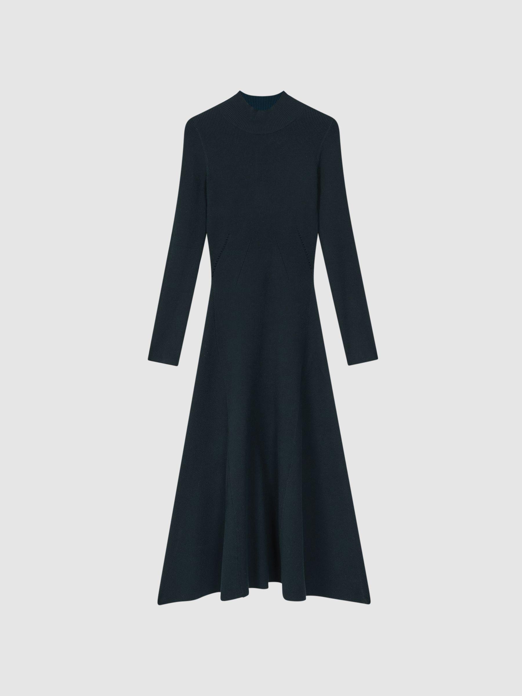 Petite Knitted Bodycon Midi Dress in Teal Product Image