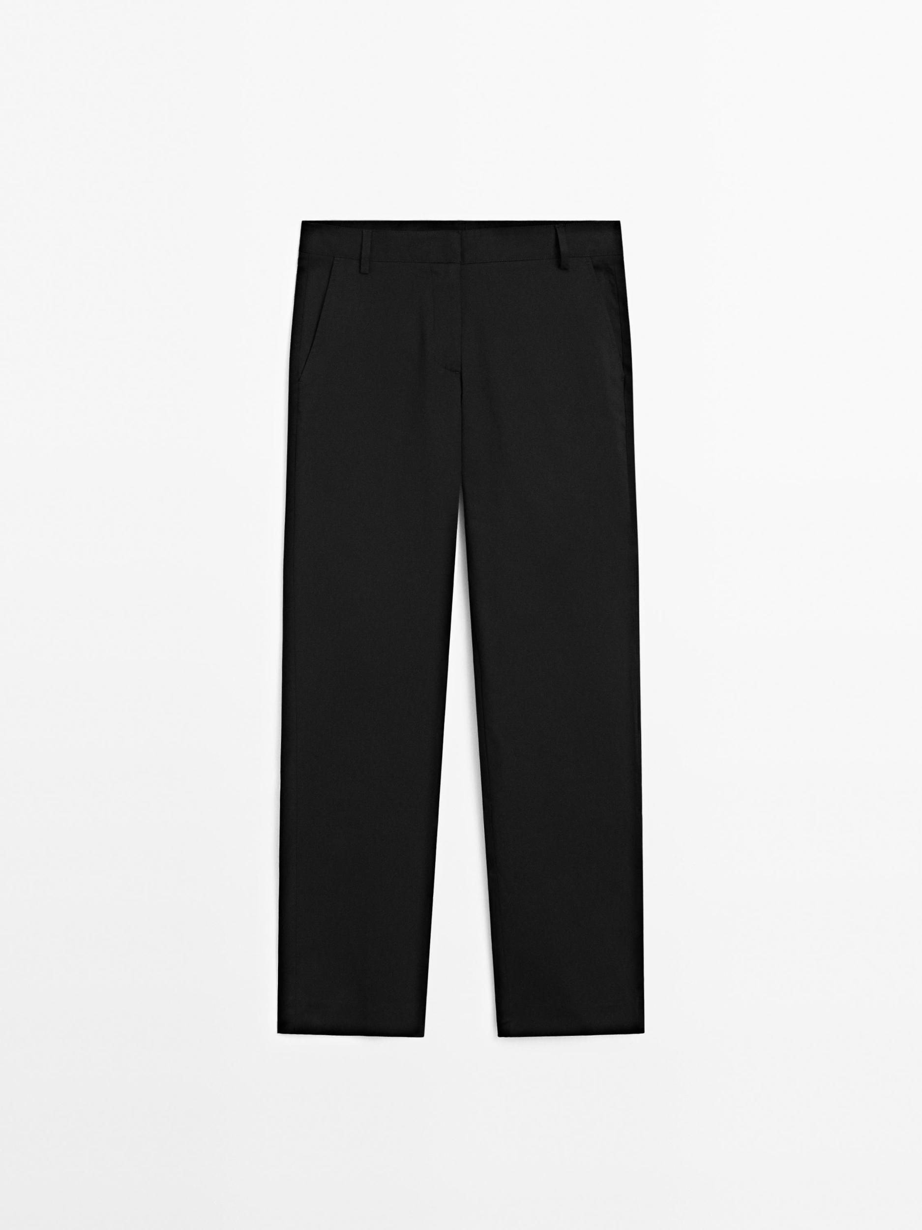 Straight-leg cotton blend trousers Product Image