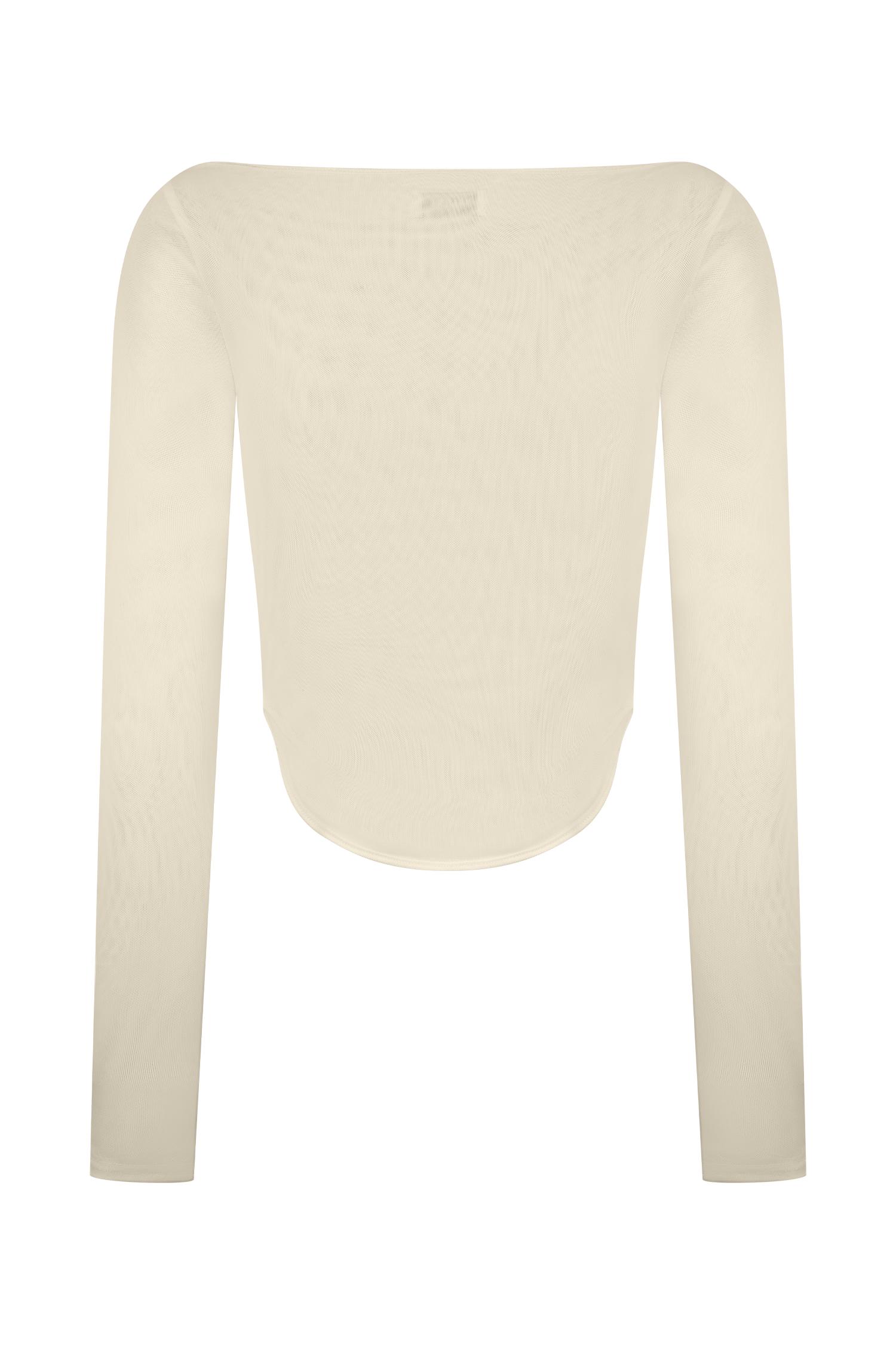 Colette Boat Neck Mesh Top - Ivory Product Image
