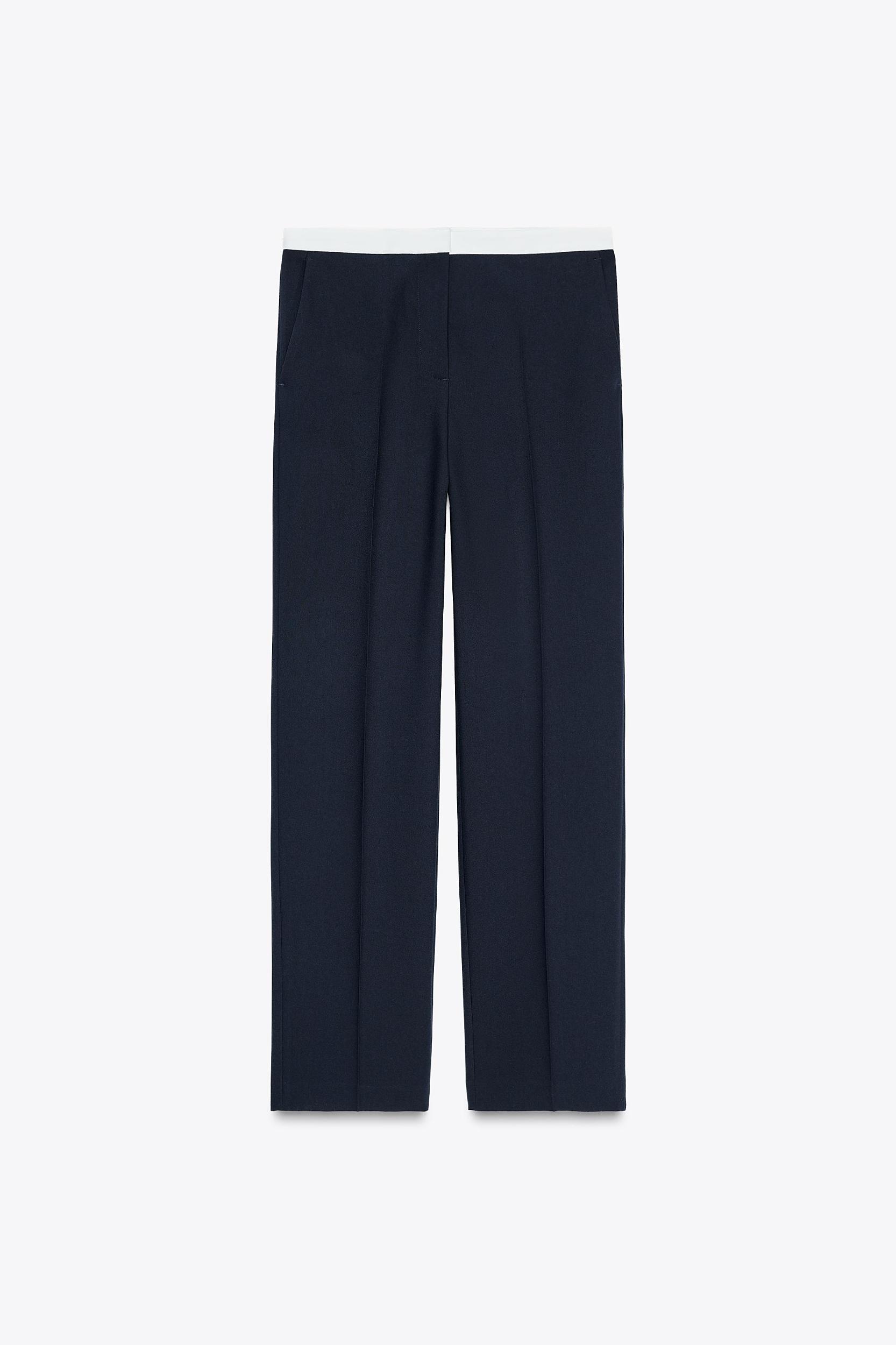 CONTRAST WAIST STRAIGHT LEG PANTS Product Image