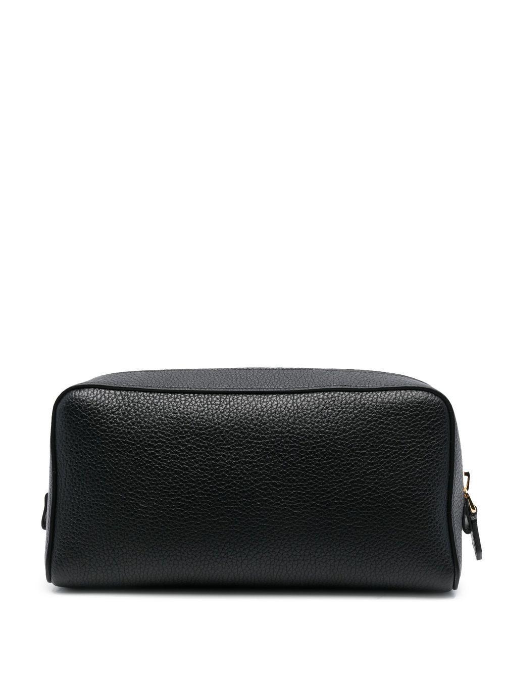 grained-leather logo-stamp wash bag Product Image