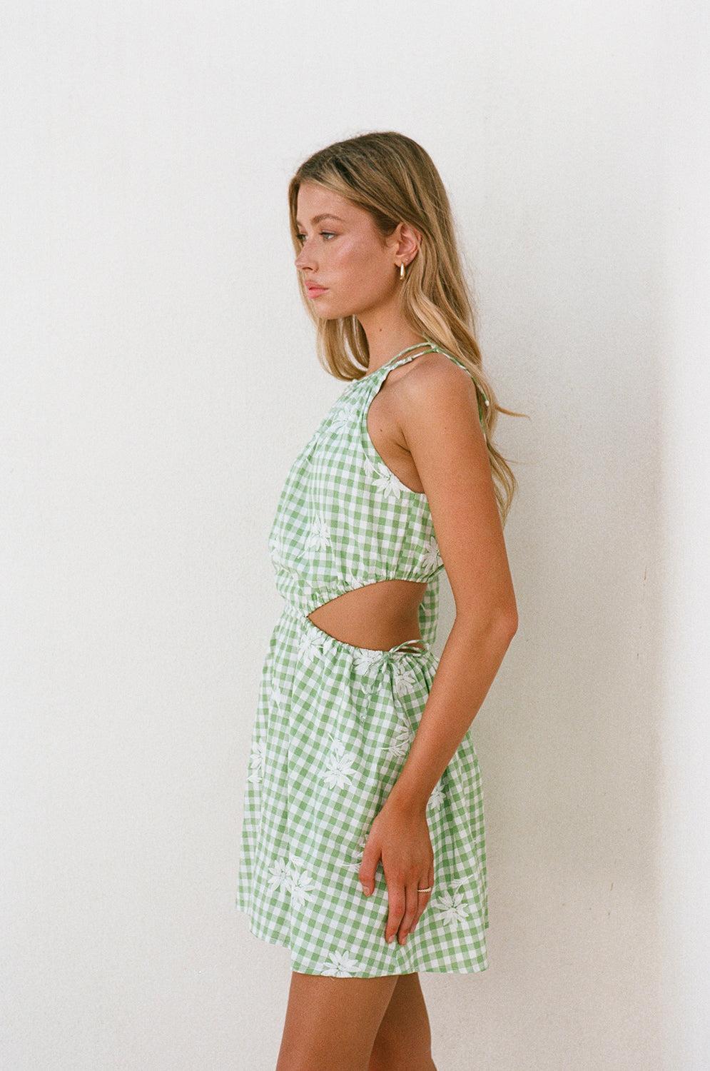 Ronnie One Shoulder Dress - Gingham Product Image