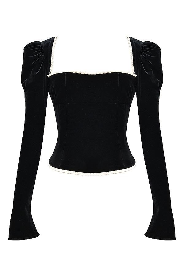 Noa  black velvet corset Product Image