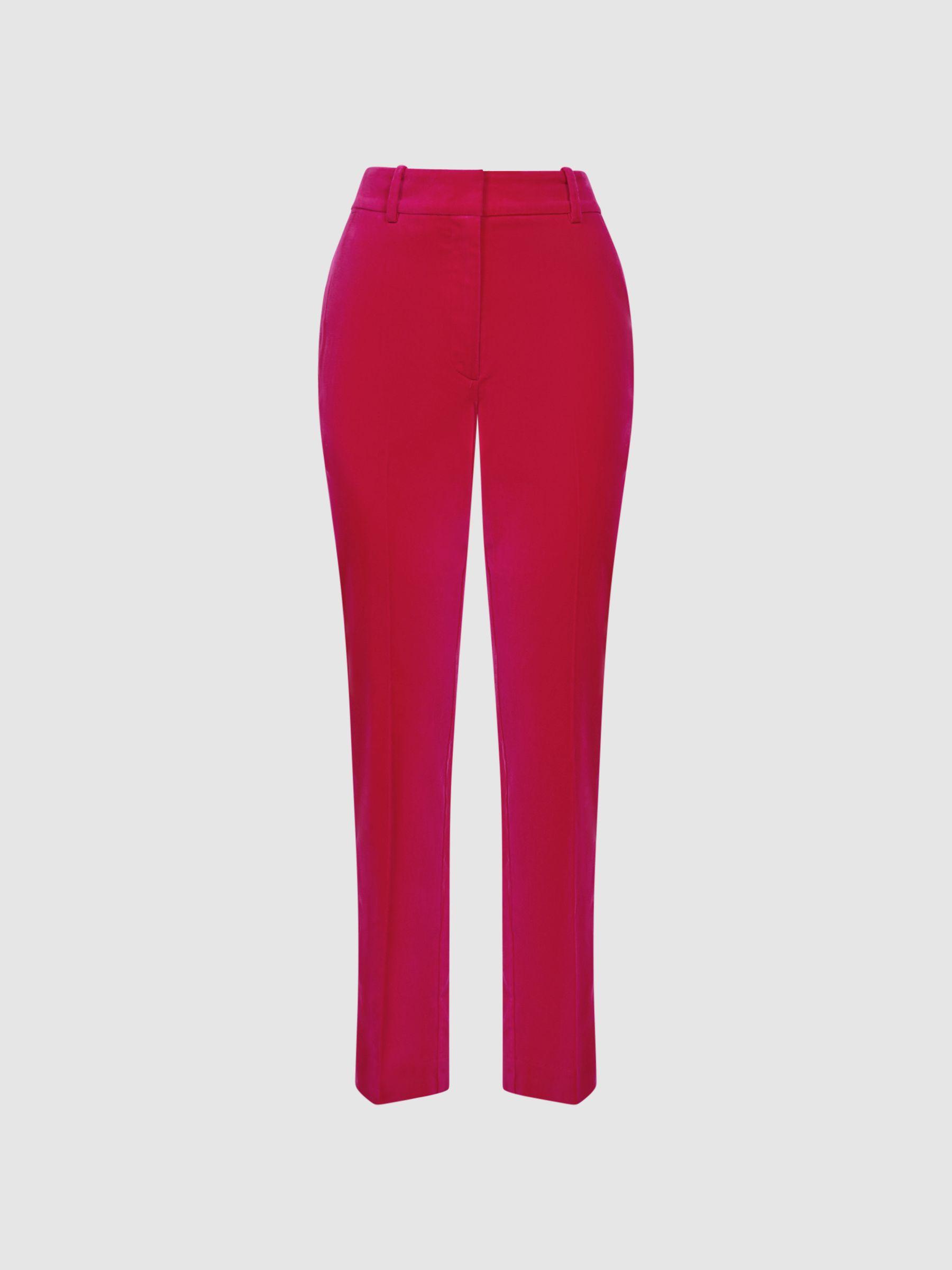 Velvet Tapered Suit Trousers in Pink Product Image