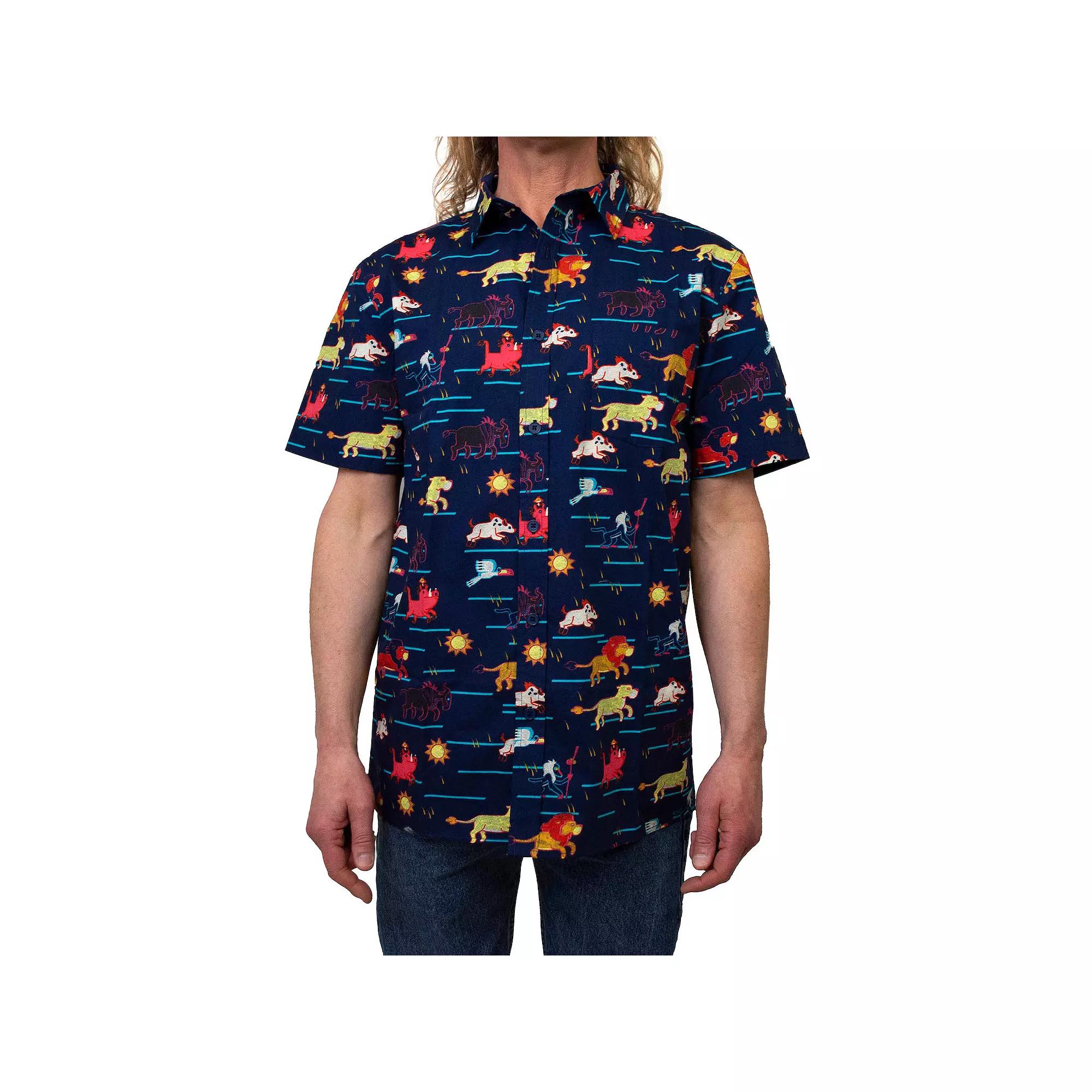 Men's Lion King Stampeded Button Up, Size: Medium, Blue Product Image