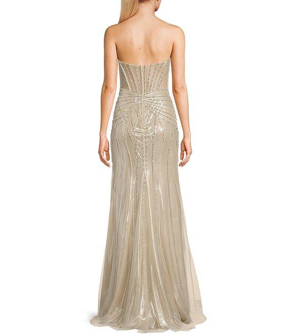 GB Linear Beaded Glam Strapless Gown Product Image