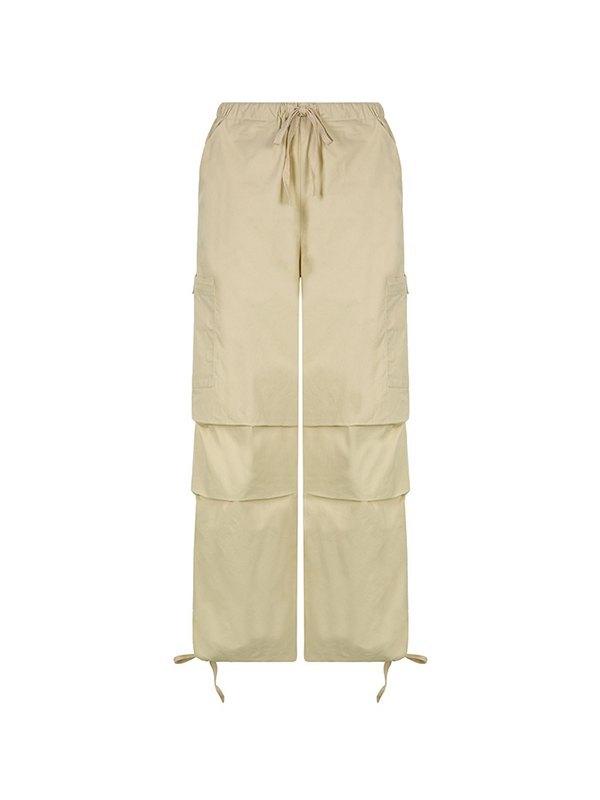 Patched Detail Low Waist Cargo Pants Product Image