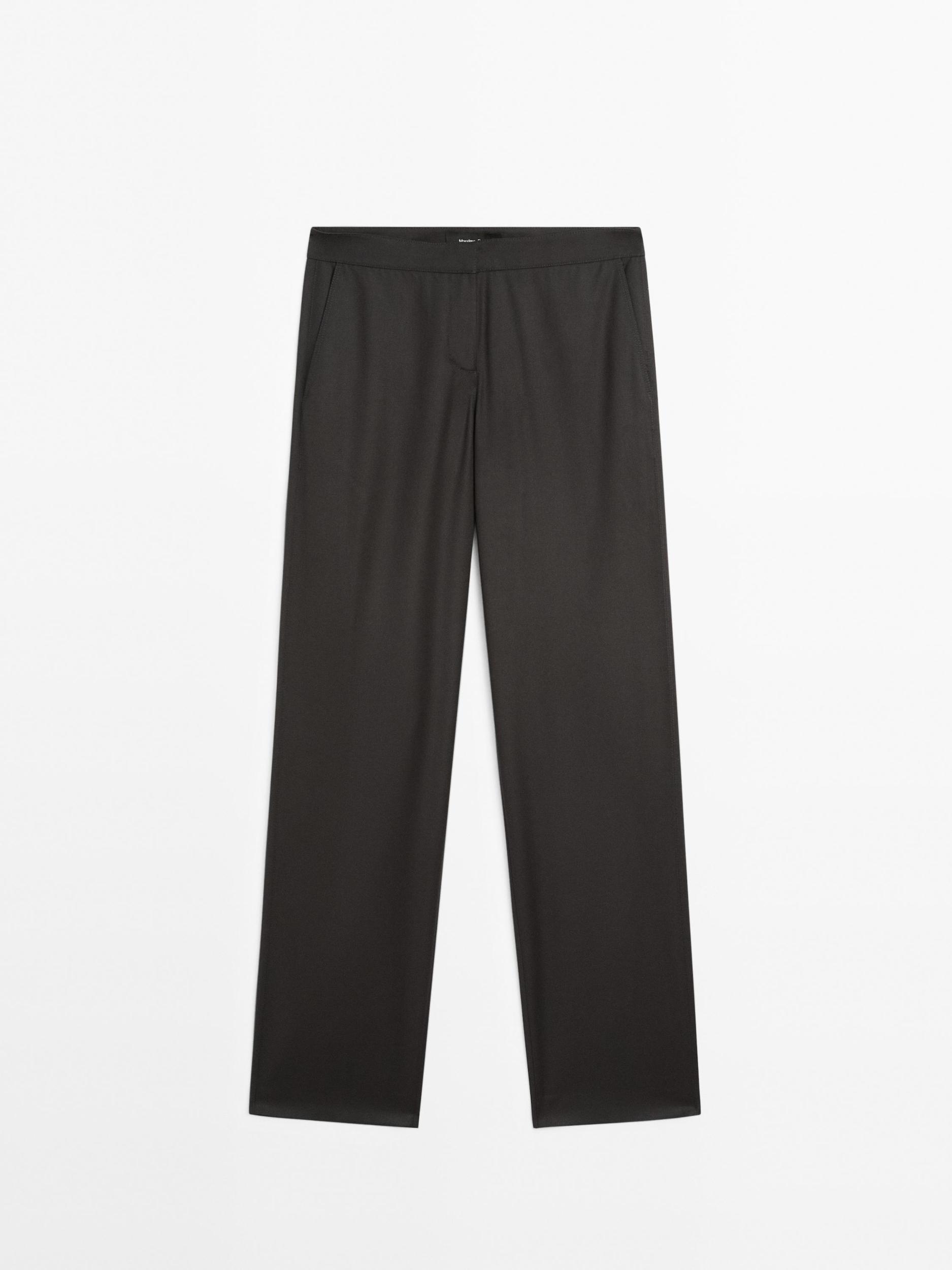 Flowing low-rise straight-leg trousers Product Image