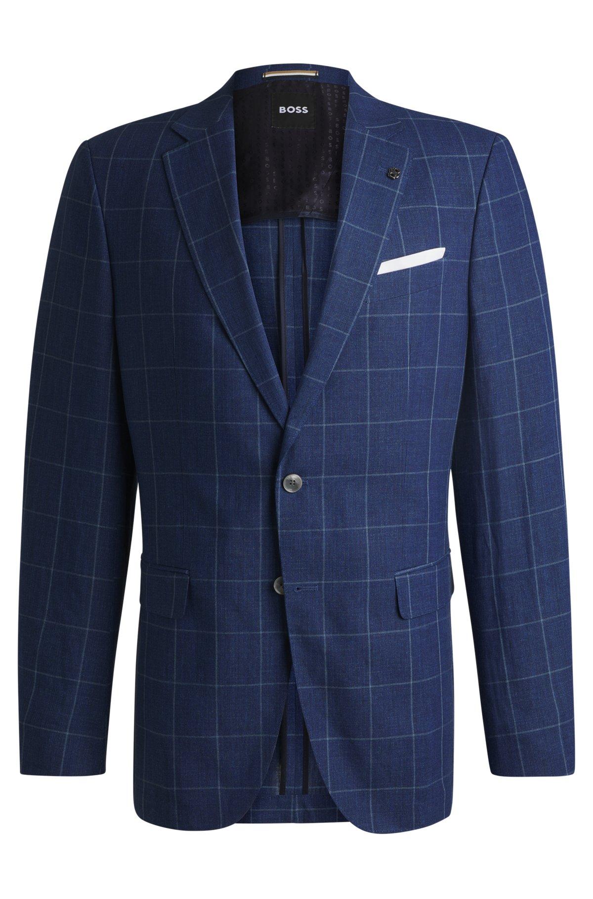 Slim-fit jacket in a checked linen blend Product Image