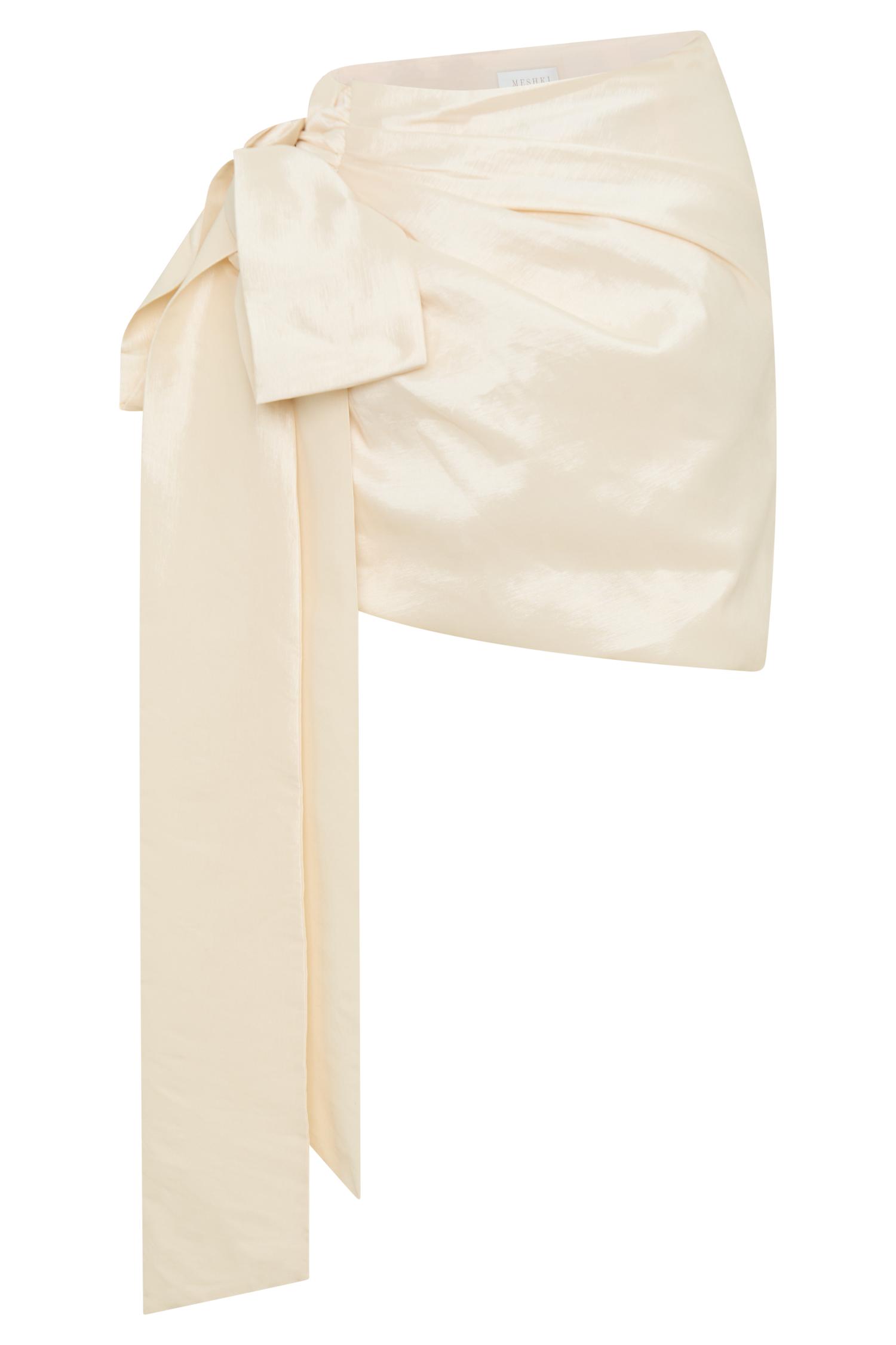 Becca Taffeta Mini Skirt With Tie - Ivory Product Image