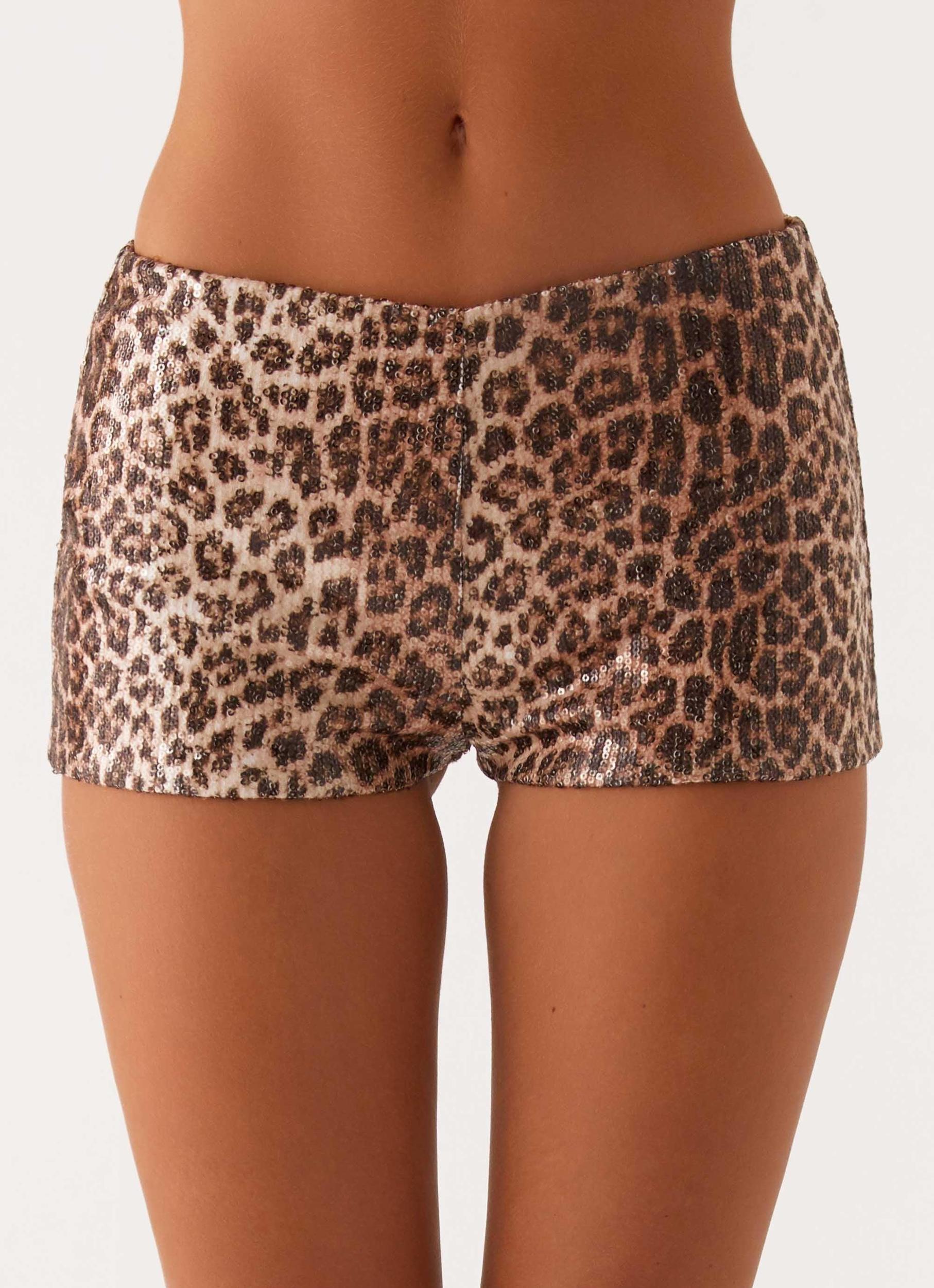 Feeling Fierce Sequin Shorts - Leopard Sequin Girls Product Image
