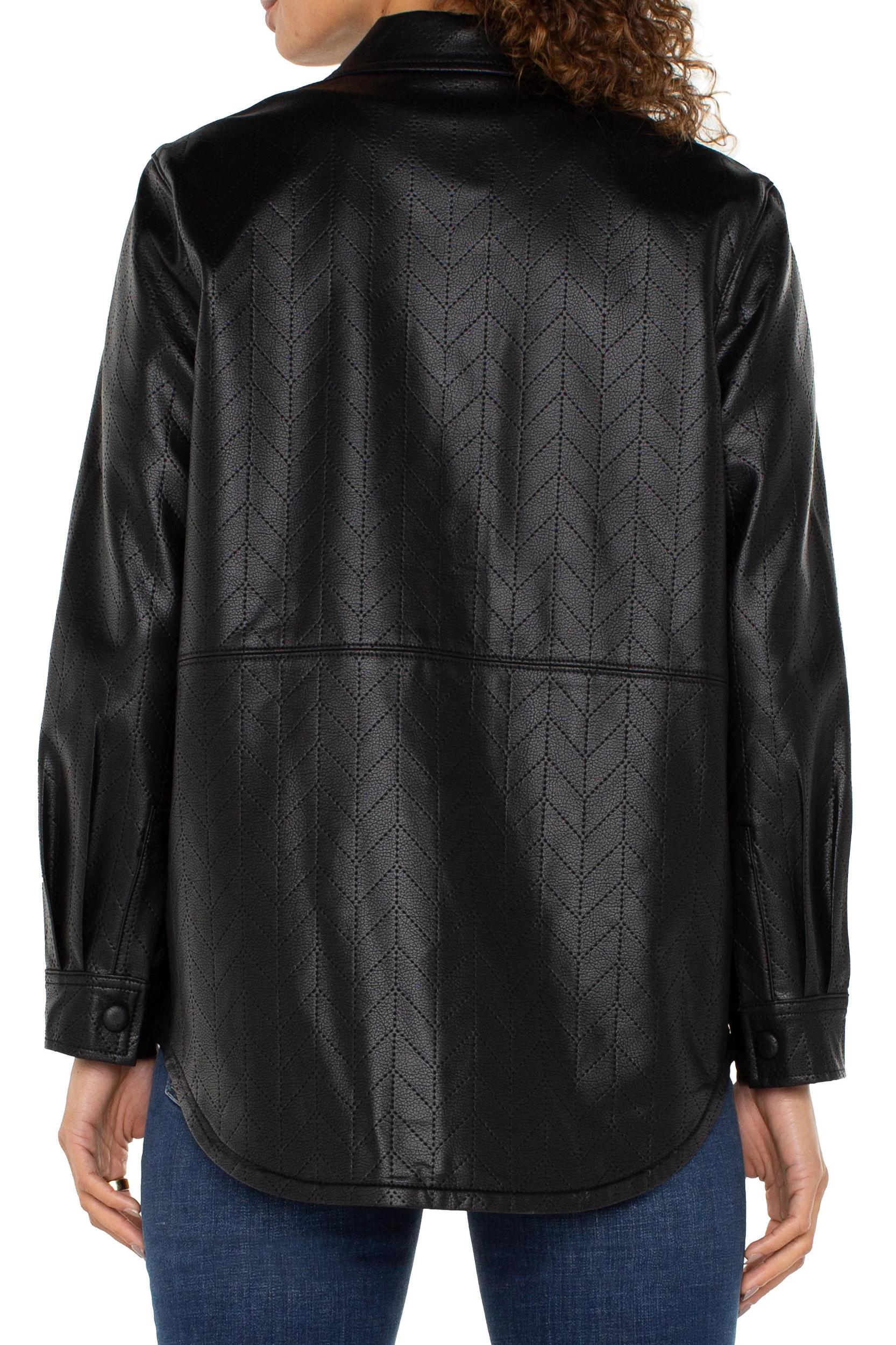 Seamed Vegan Leather Shacket Product Image