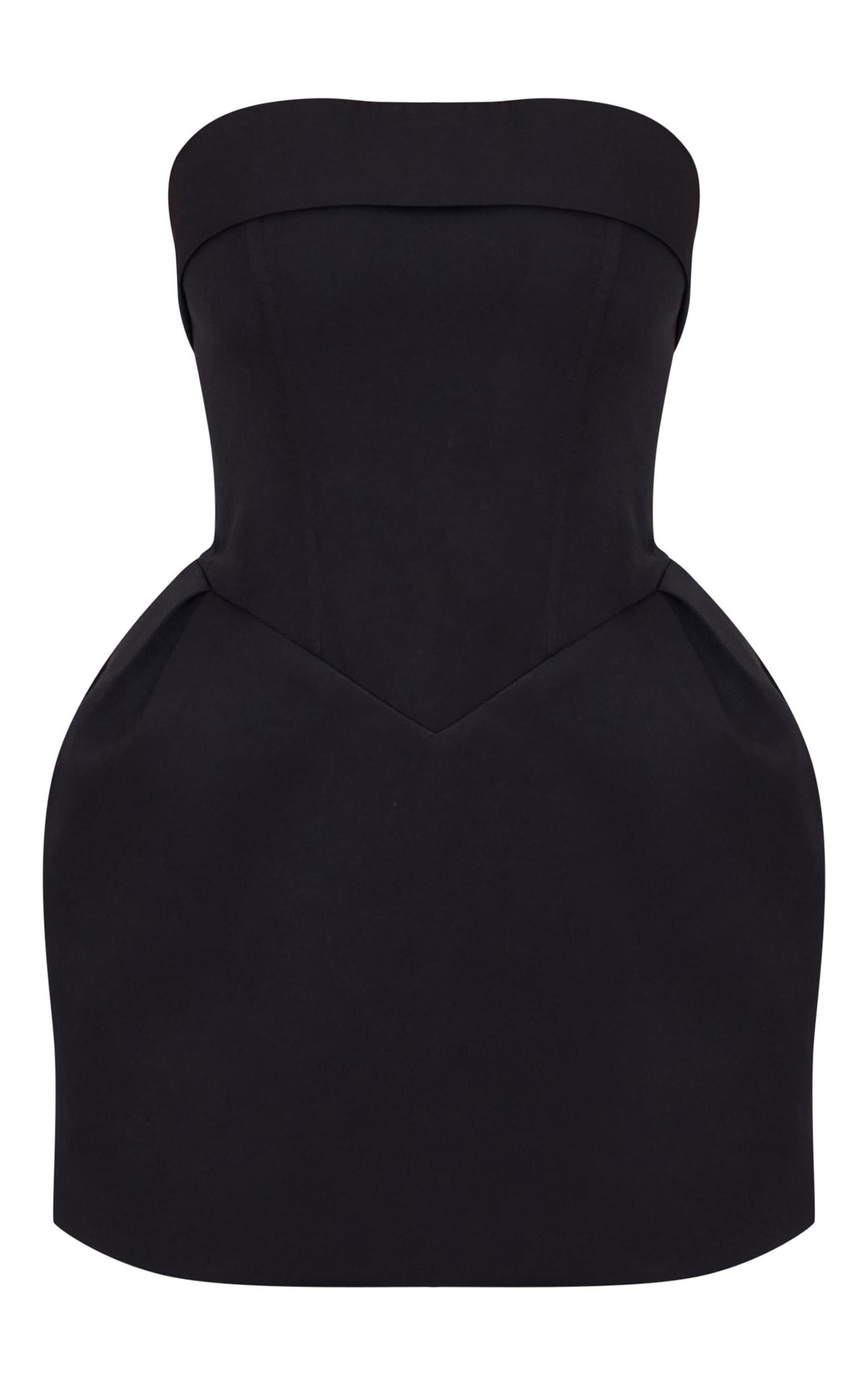 Petite Black Bandeau Woven Mini Dress Product Image