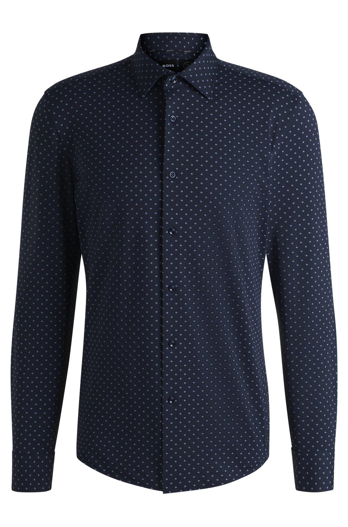Slim-fit shirt in geometric-print performance-stretch fabric Product Image