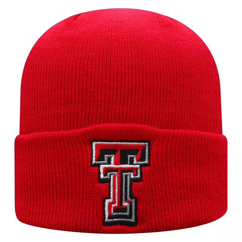 Men's Top of the World Red Texas Tech Red Raiders Logo Cuffed Knit Hat Product Image