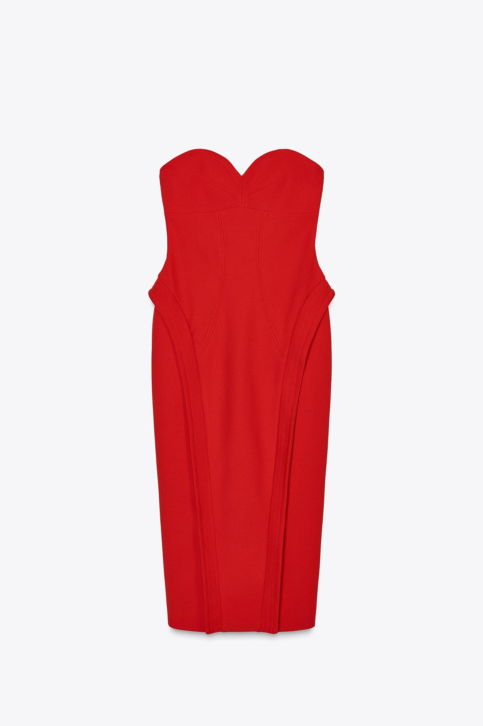 SWEETHEART NECKLINE MIDI DRESS Product Image