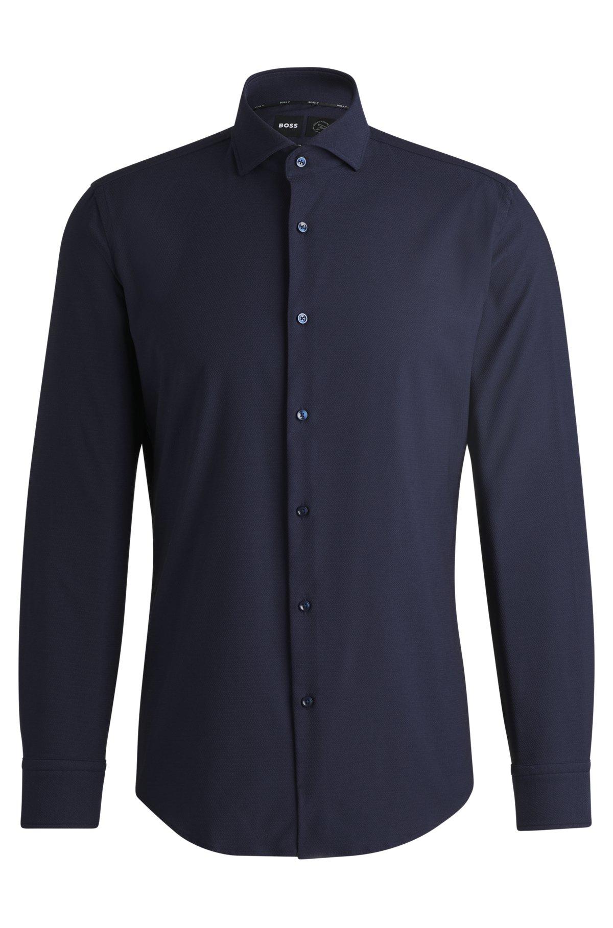 Slim-fit shirt in structured performance-stretch material Product Image