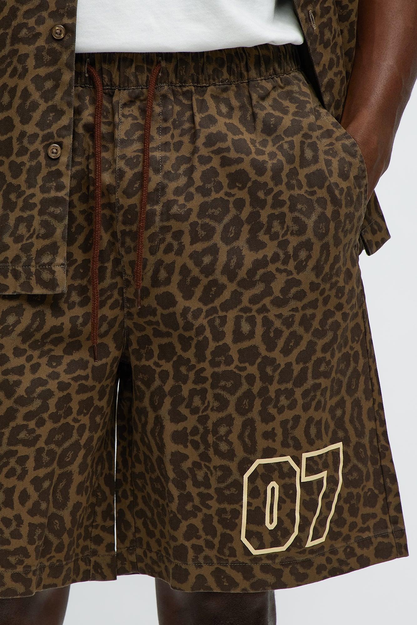 Soul 07 Cheetah Relaxed Drawstring Short - Brown Male Product Image