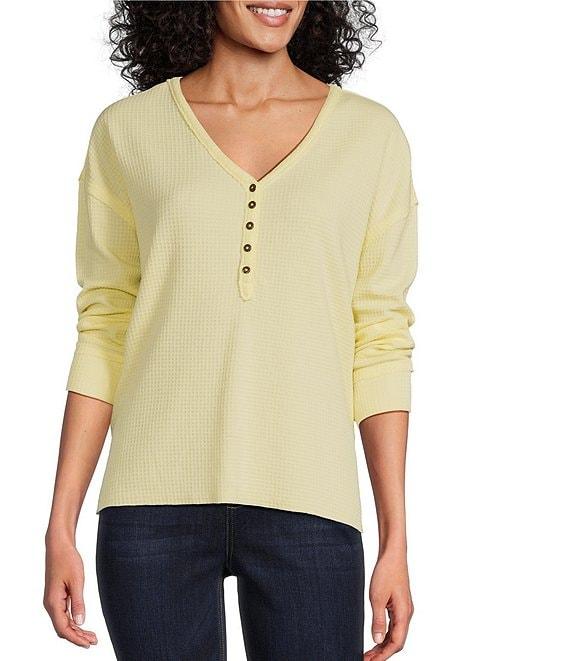 Westbound Long Sleeve Henley Neck Top Product Image