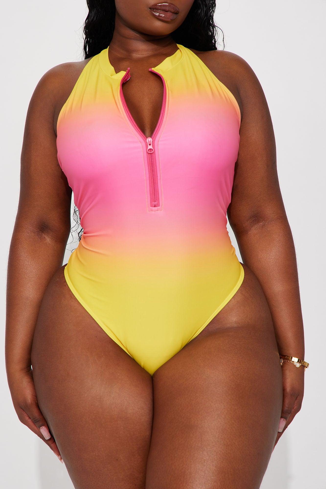 Evelyn Zip Up 1 Piece Swimsuit - Pink/combo Product Image