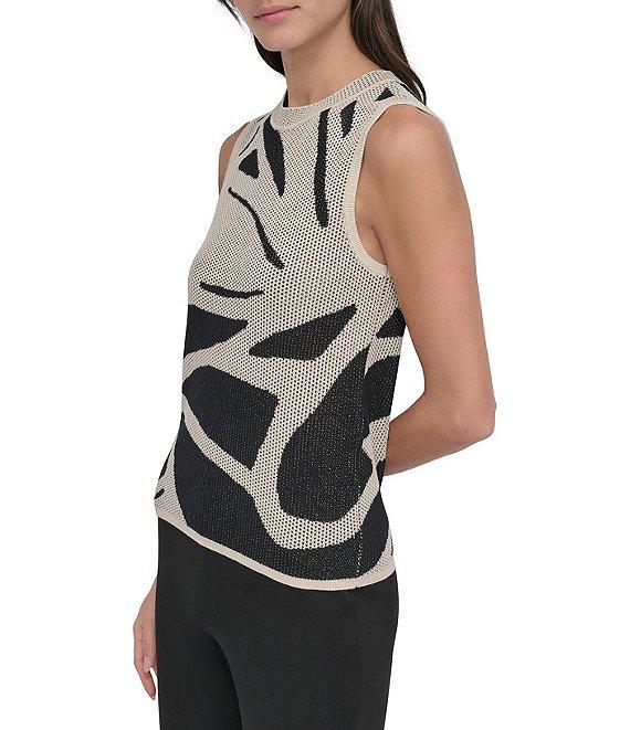 DKNY by Donna Karan Sleeveless Floral Crew Neck Sweater Product Image