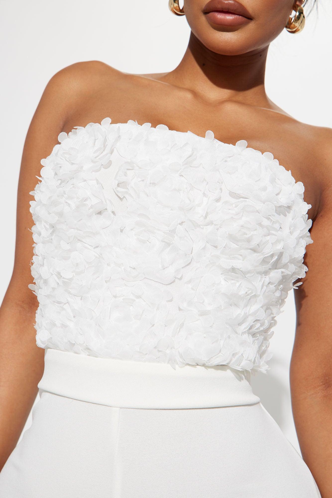 Diana 3D Floral Jumpsuit - White Product Image