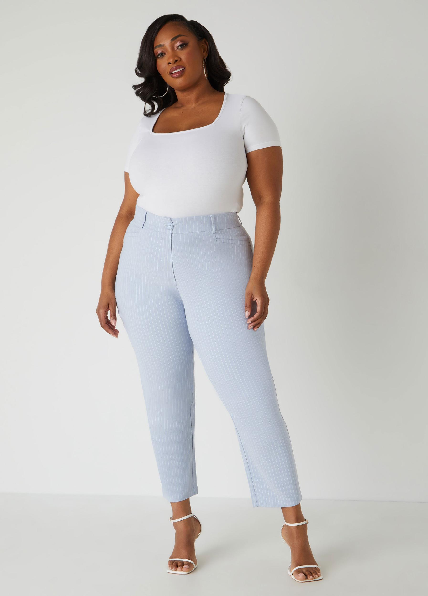 Striped High Rise Ankle Pants Product Image