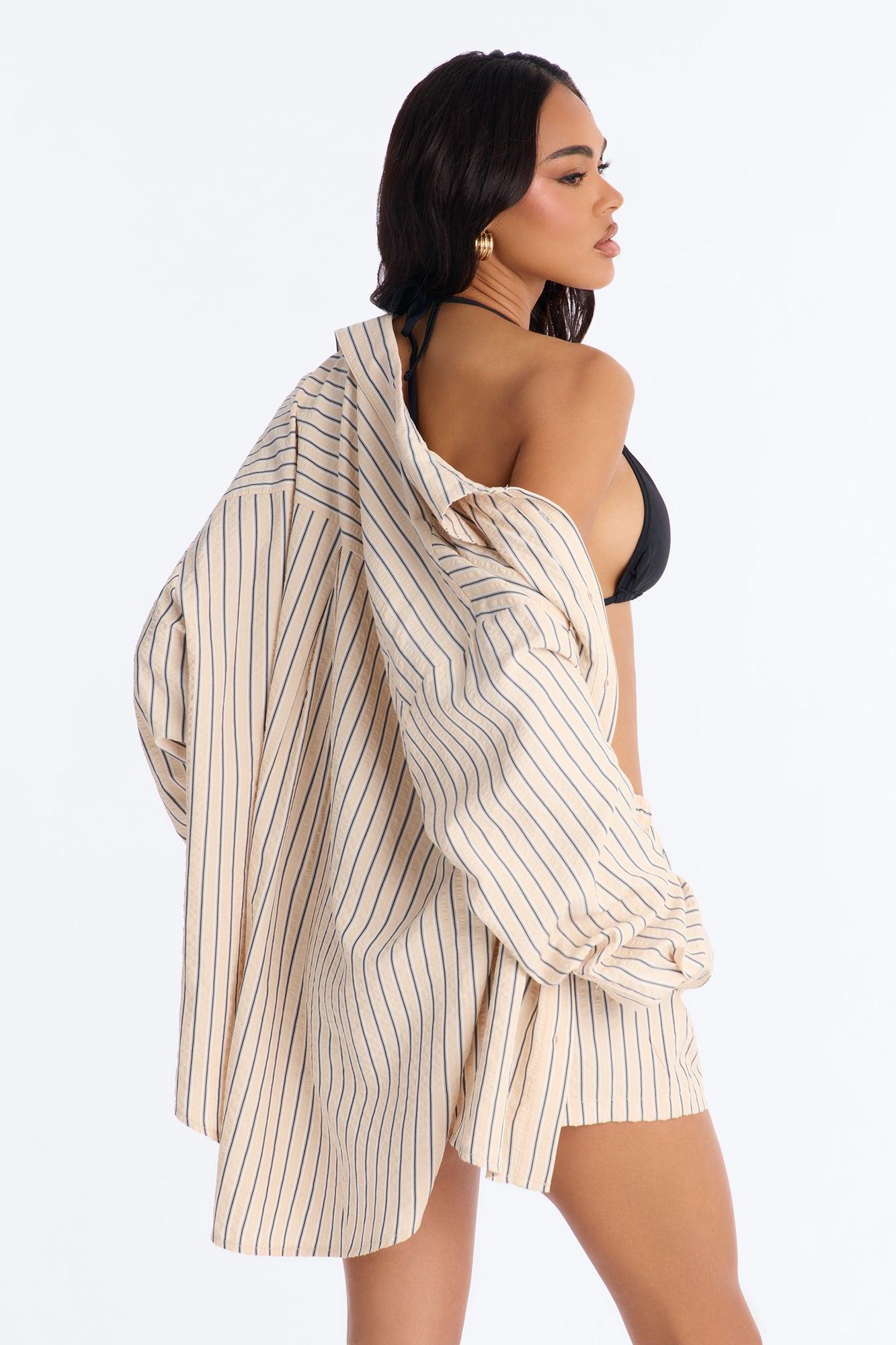 Aubrey Textured Striped Short Set - Yellow/combo Female Product Image