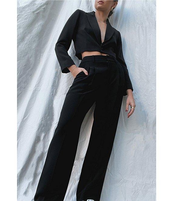 Gianni Bini Sadie Cropped Long Sleeve Notch Lapel Coordinating Blazer Product Image