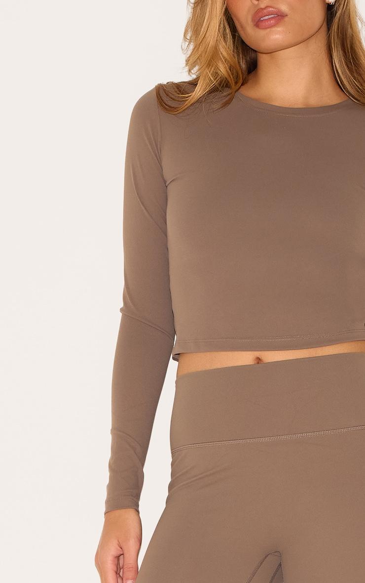 Brown Sculpt Long Sleeve Gym Top Product Image