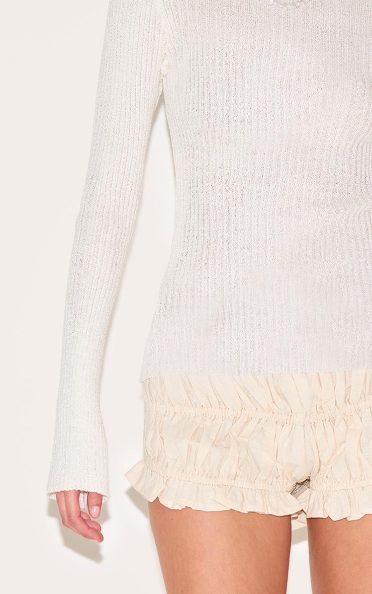 Cream Rib Knit Long Sleeve Top Product Image