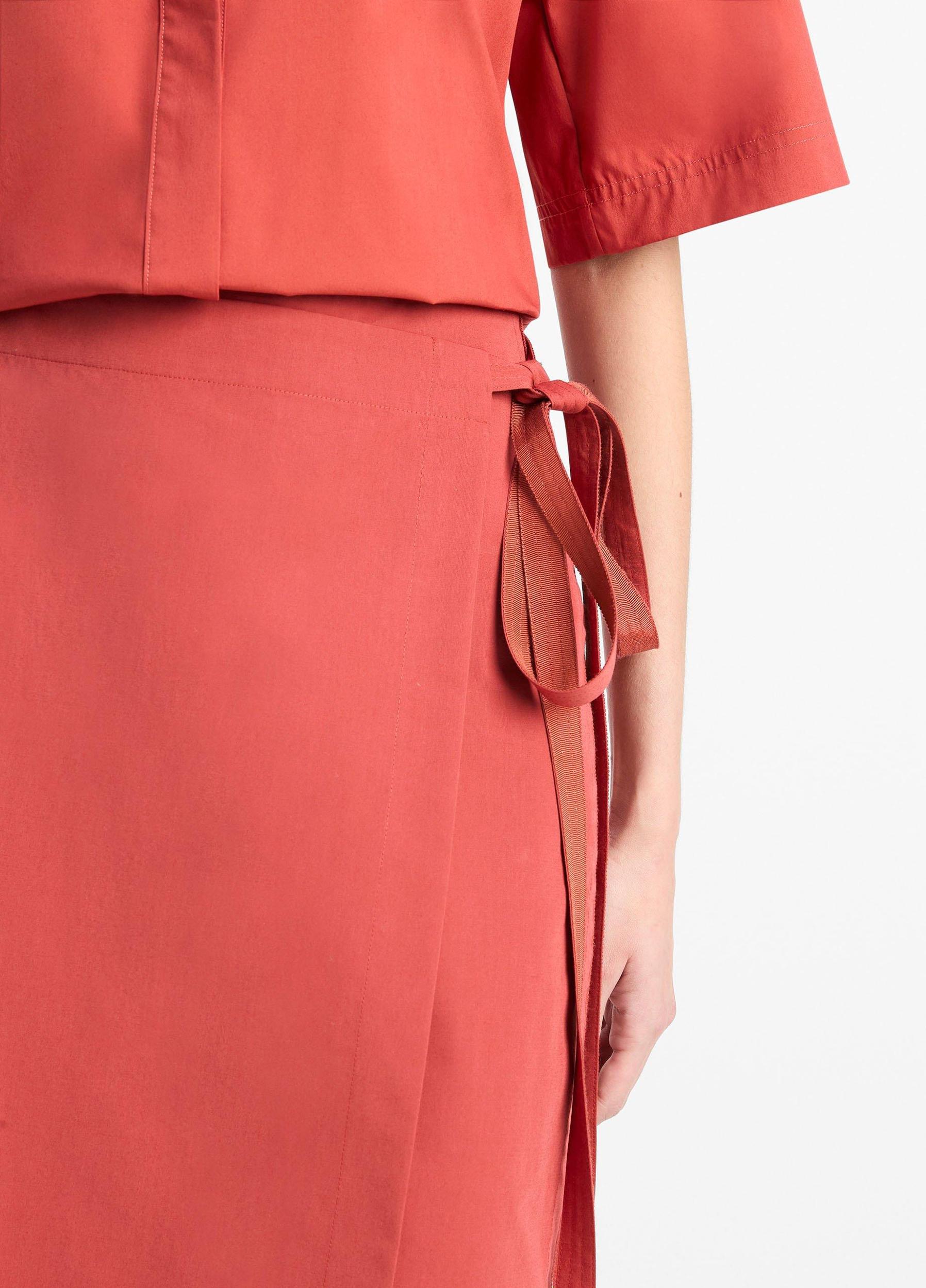 Cotton-Blend Straight Wrap Skirt Product Image