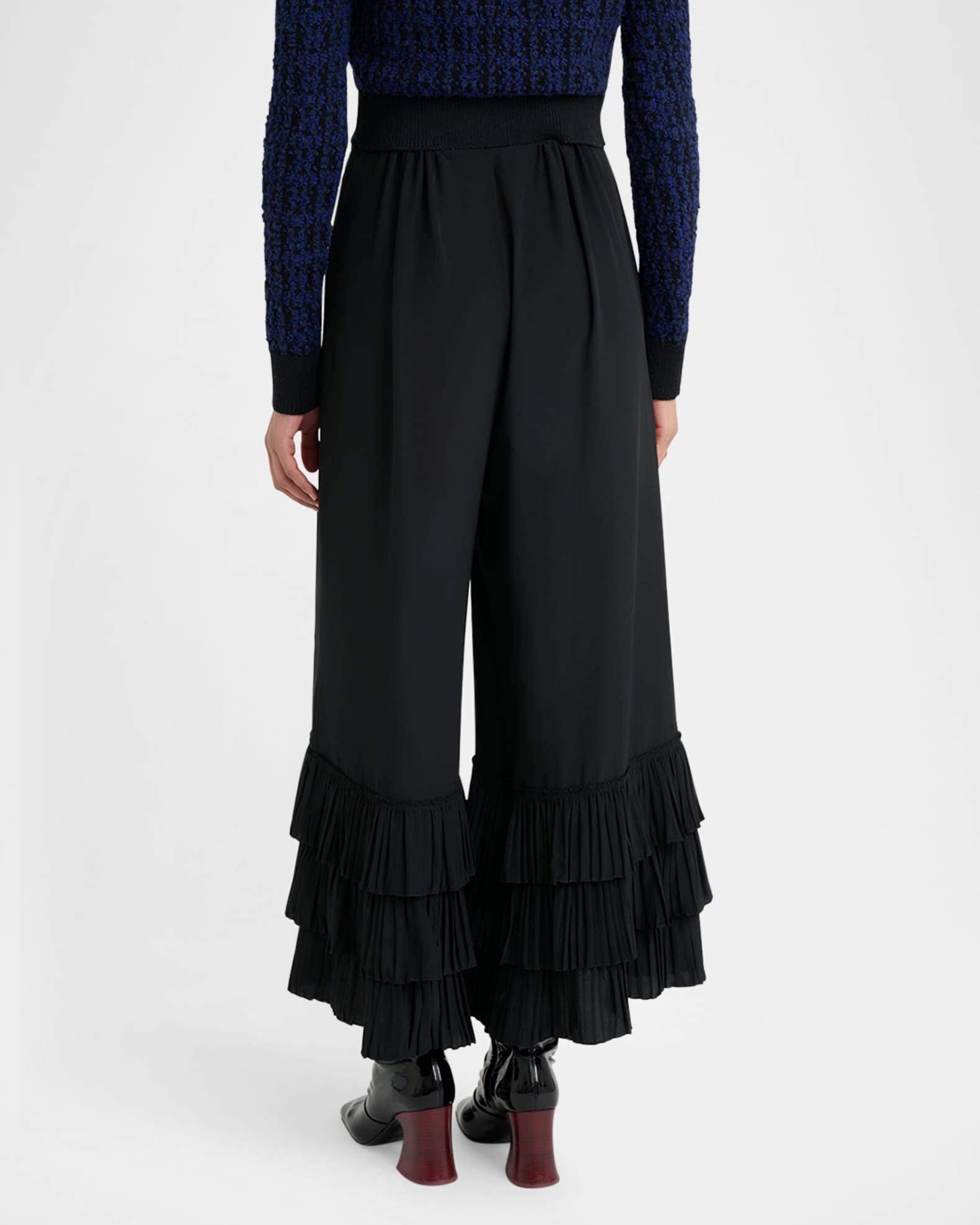 Tiered Ruffle Hem Wide-Leg Pants Product Image