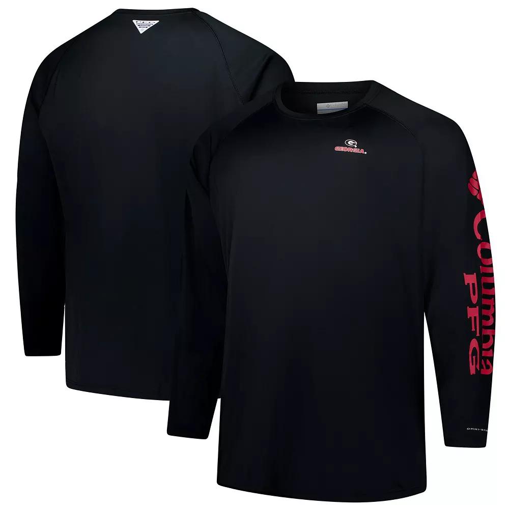 Men's Columbia Black Georgia Bulldogs Big & Tall Terminal Tackle Raglan Omni-Wick Long Sleeve T-Shirt,  Product Image