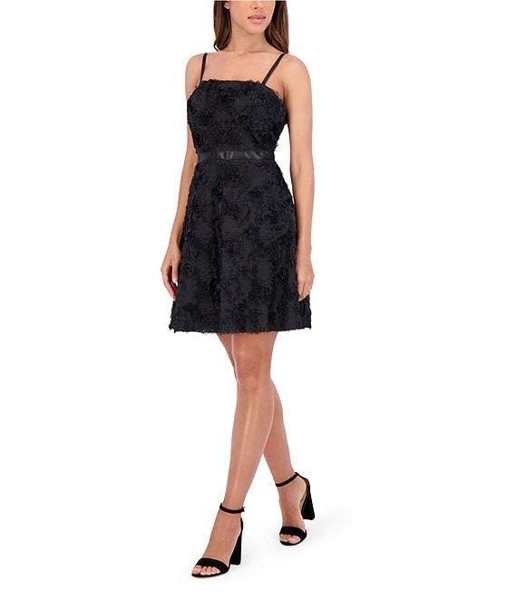 Kensie Soutache Square Neck Sleeveless Spaghetti Strap Empire Waist Dress Product Image