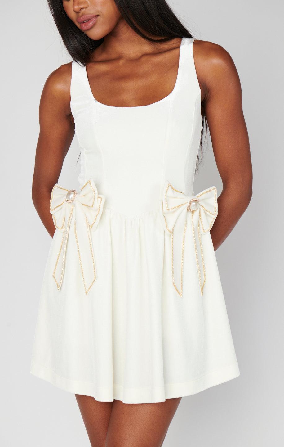 Ricci Skort Dress ~ White Velvet Product Image
