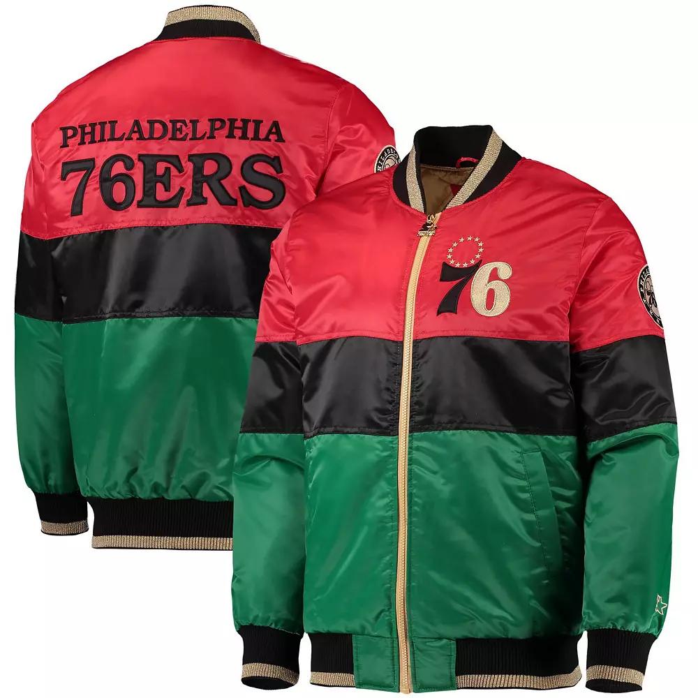 Men's Starter Red/Black/Green Philadelphia 76ers Black History Month NBA 75th Anniversary Full-Zip Jacket, Size: Large, 76r Red Product Image