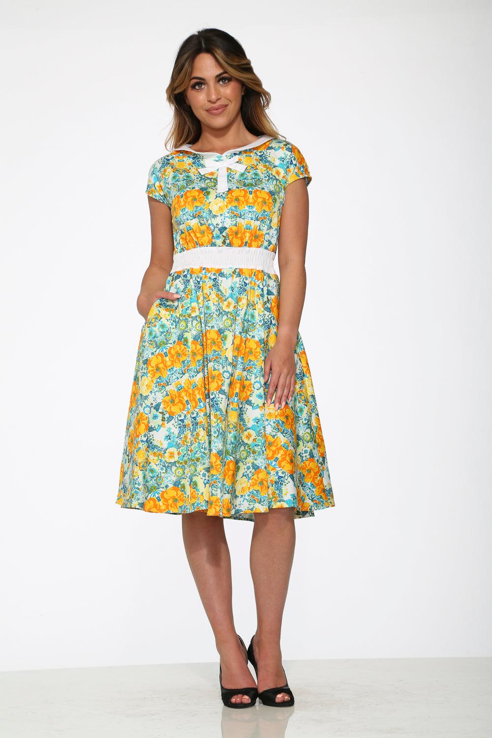 Yellow Floral Swing Dress Product Image